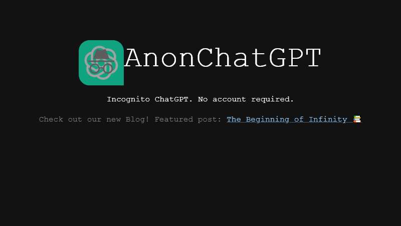 AnonChatGPT Homepage Image