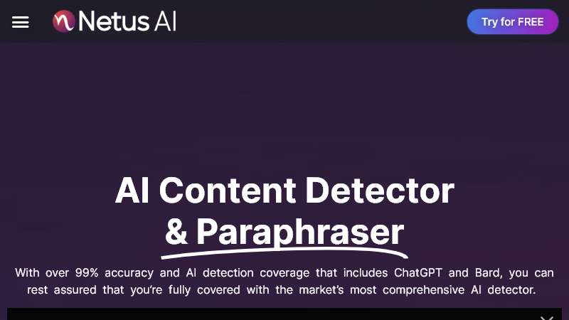 Netus AI Homepage Image