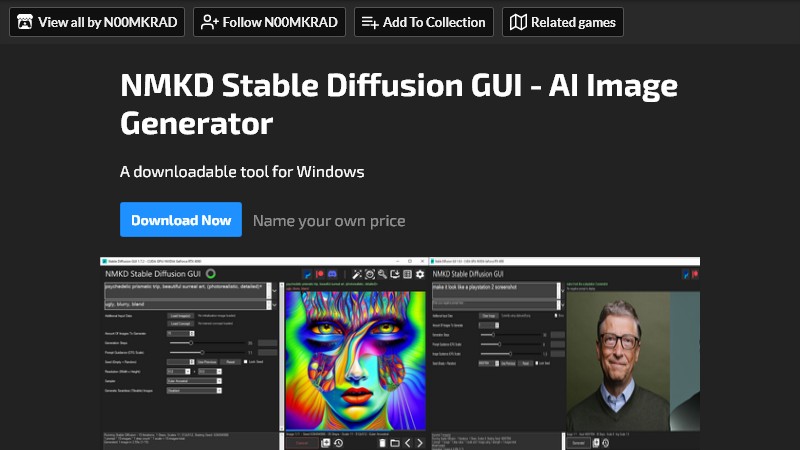 NMKD Stable Diffusion GUI Homepage Image