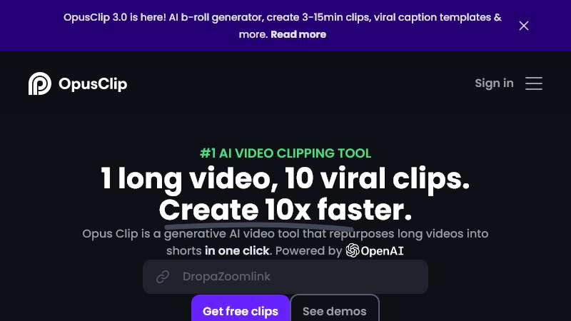 OpusClip Homepage Image