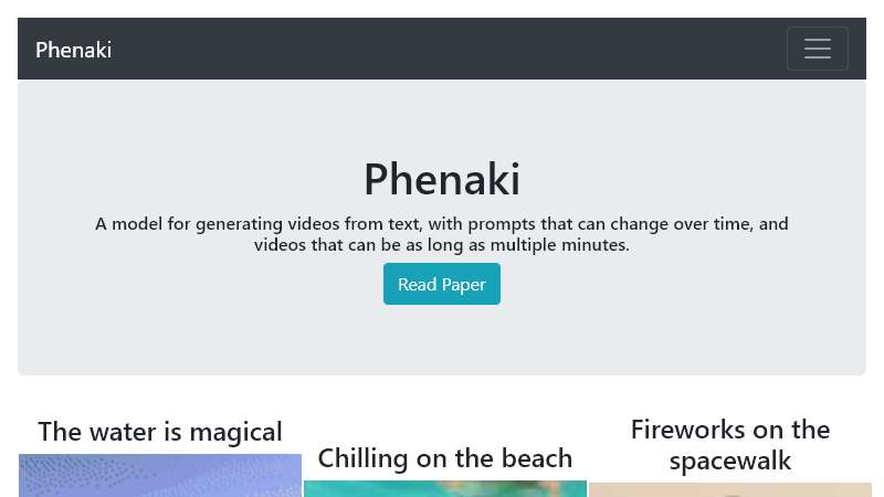 Phenaki Homepage Image