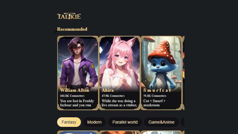 Talkie AI Homepage Image