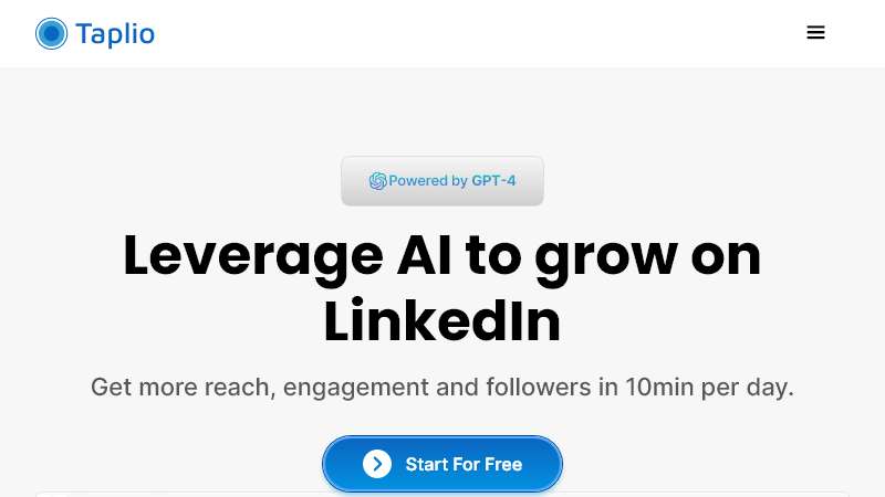 Taplio Homepage Image